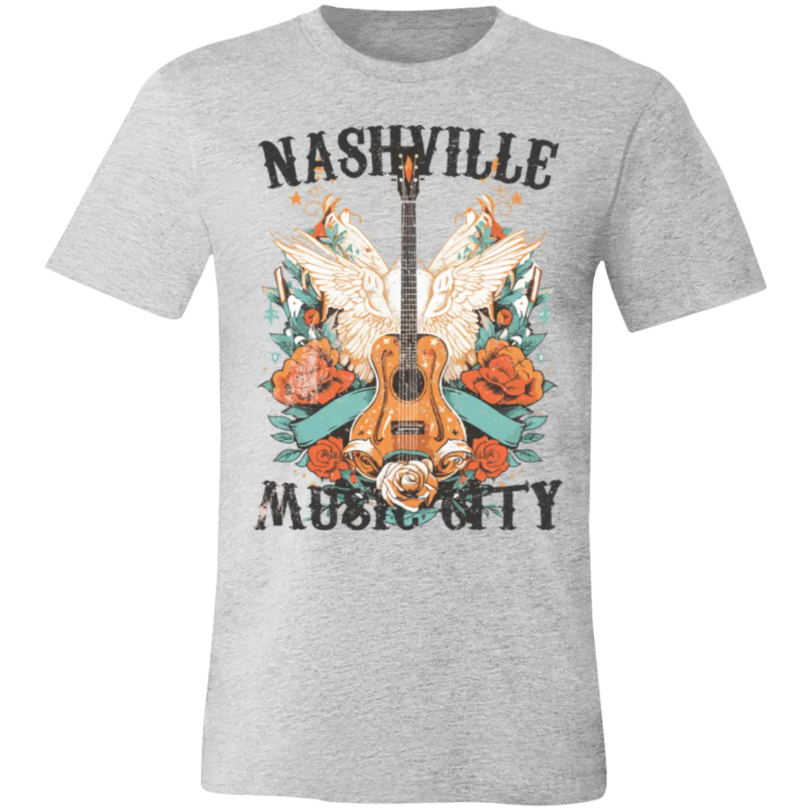 Nashville Music City Tee - Retro Western Graphic - Bella   Canvas