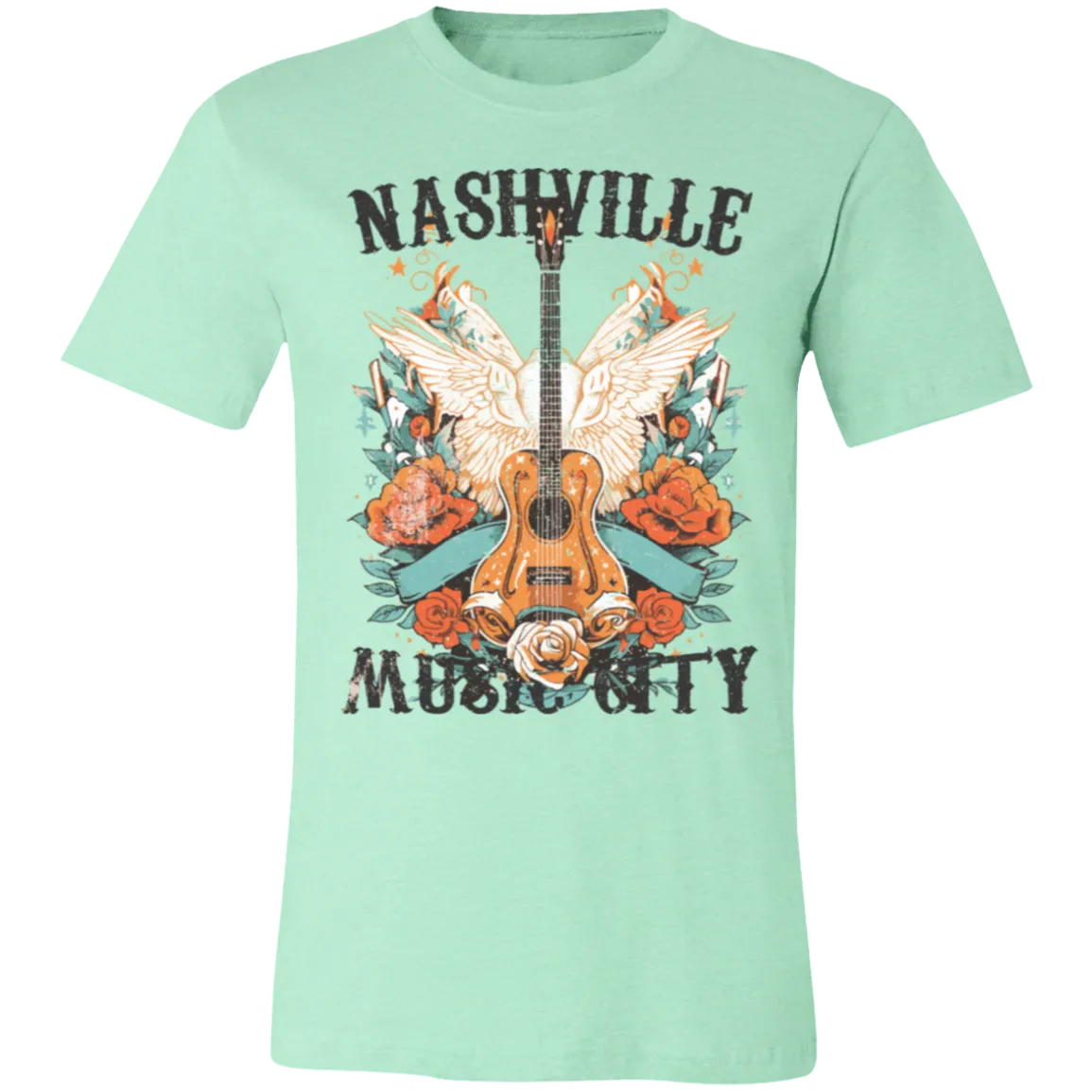 Nashville Music City Tee - Retro Western Graphic - Bella   Canvas