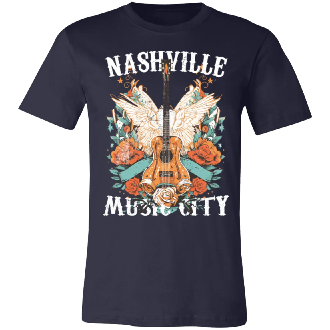 Nashville Music City Tee - Retro Western Graphic - Bella   Canvas