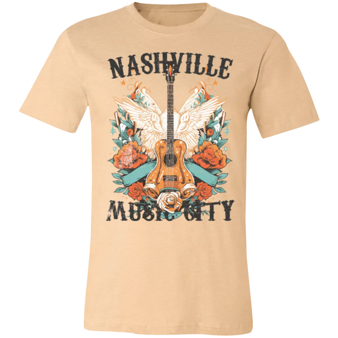 Nashville Music City Tee - Retro Western Graphic - Bella   Canvas