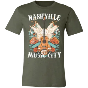 Nashville Music City Tee - Retro Western Graphic - Bella   Canvas