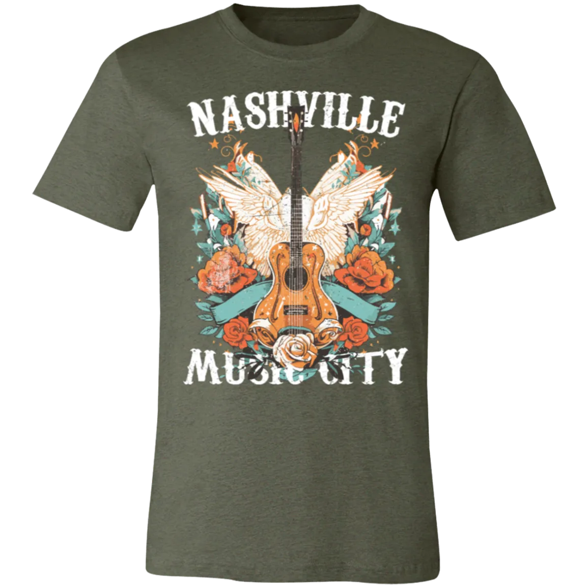Nashville Music City Tee - Retro Western Graphic - Bella   Canvas