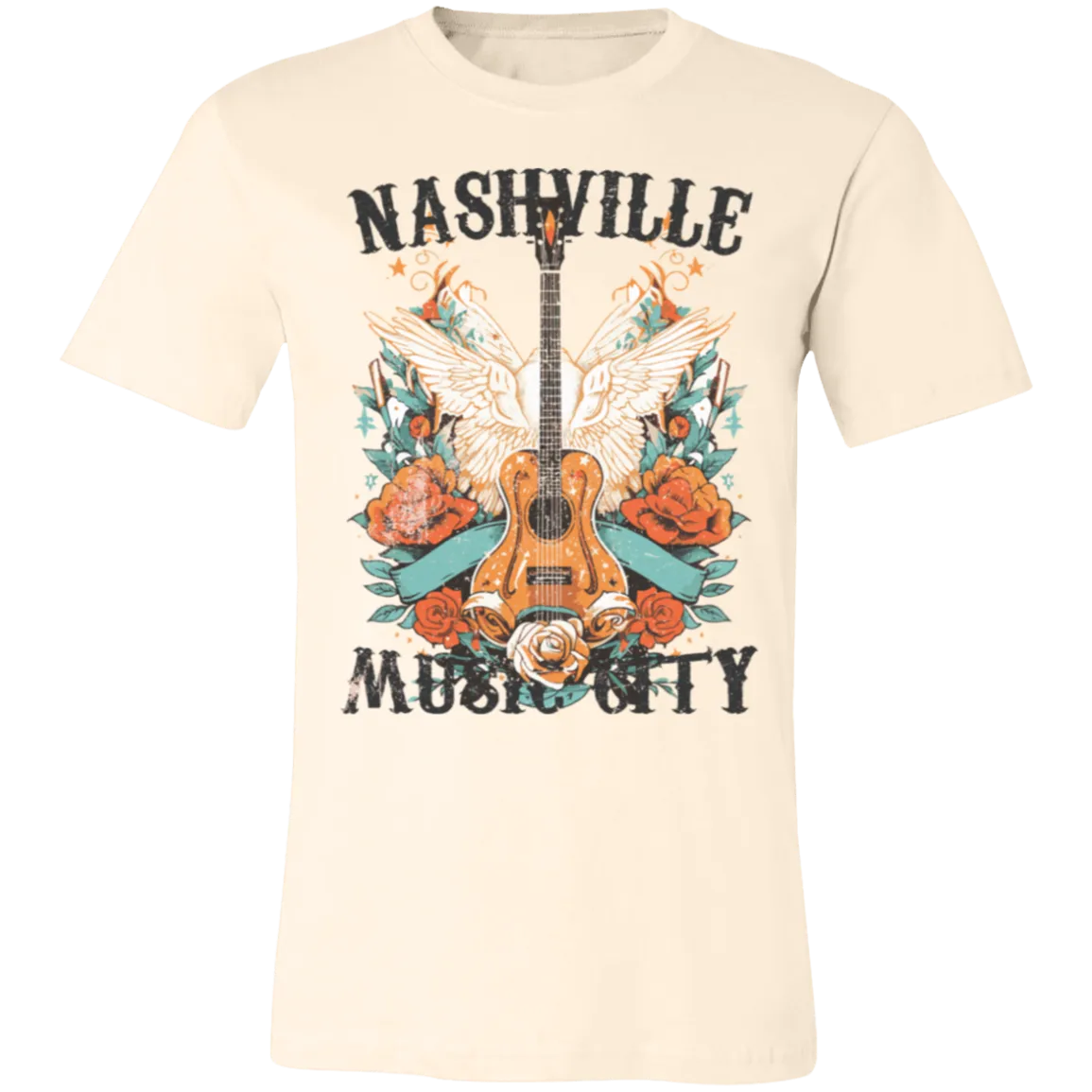 Nashville Music City Tee - Retro Western Graphic - Bella   Canvas