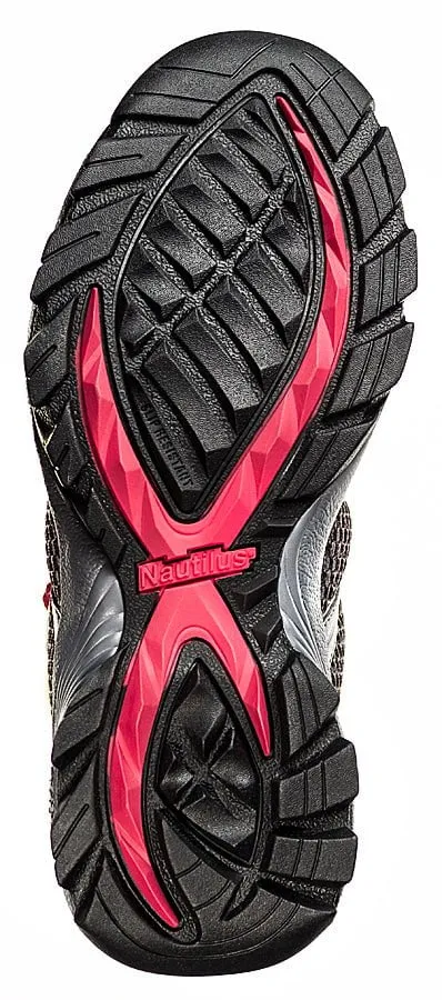Nautilus Womens Steel Toe ESD Athletic M Grey/Pink Action Leather Shoes