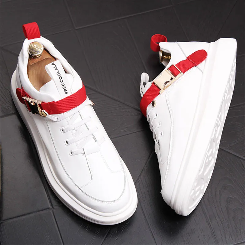 NEW British tide men's shoes fashion casual shoes Shiny blue buckle hip hop shoes for man youth trending platform white shoes