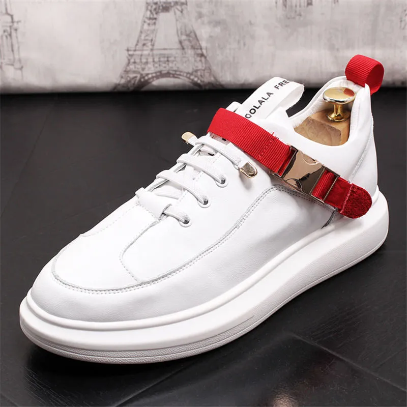 NEW British tide men's shoes fashion casual shoes Shiny blue buckle hip hop shoes for man youth trending platform white shoes