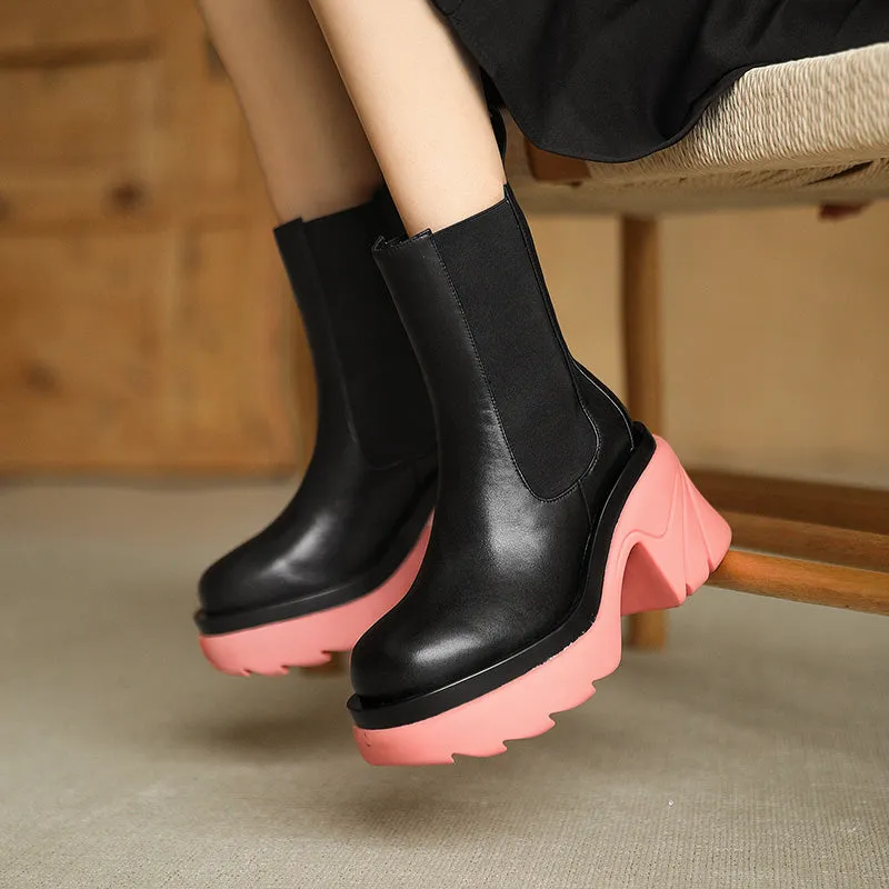 New Mixed Colors Genuine Leather Ankle Boots for Women