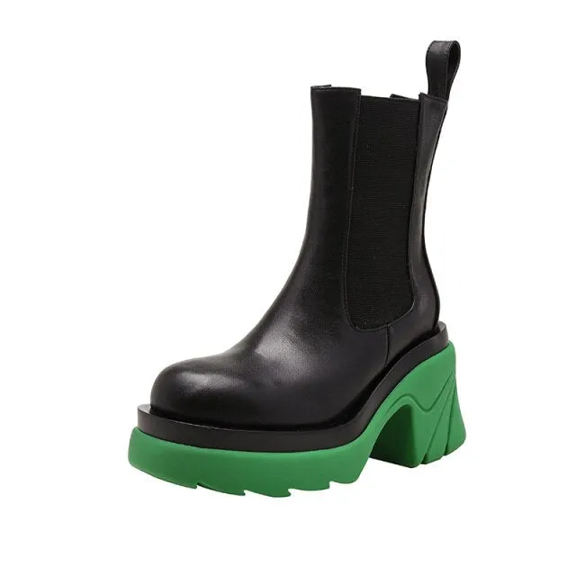 New Mixed Colors Genuine Leather Ankle Boots for Women