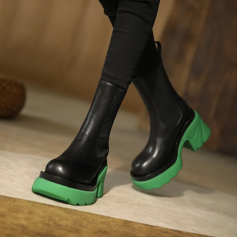 New Mixed Colors Genuine Leather Ankle Boots for Women