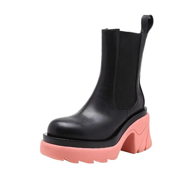 New Mixed Colors Genuine Leather Ankle Boots for Women