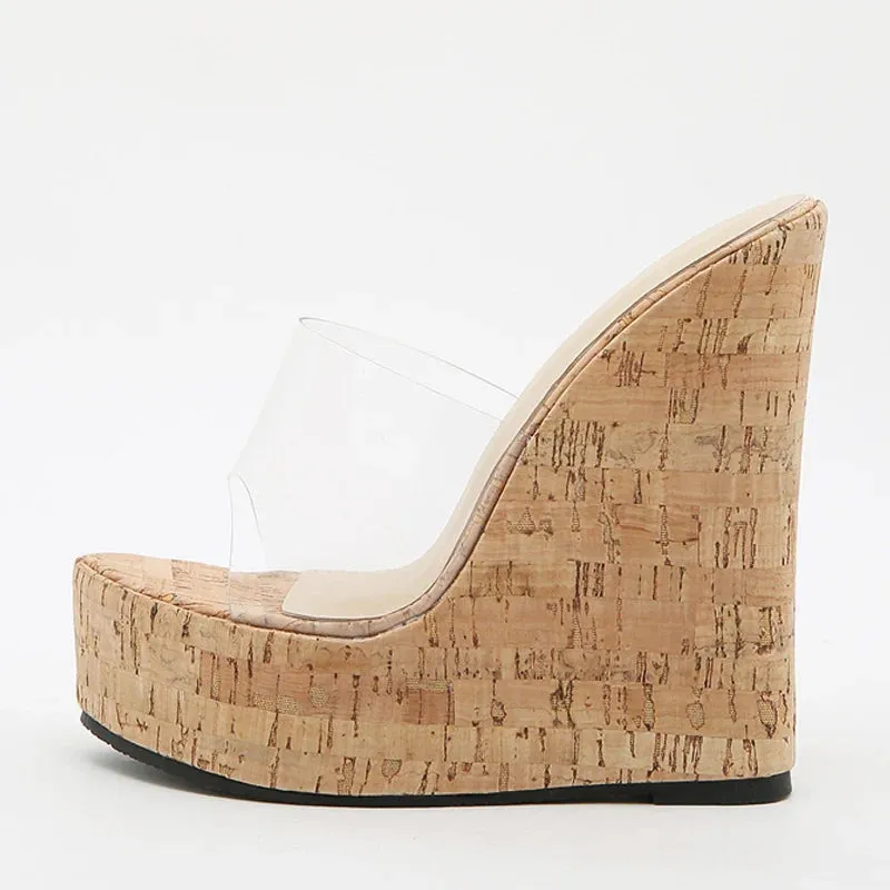 New PVC Transparent Open Toe Platform High Heels