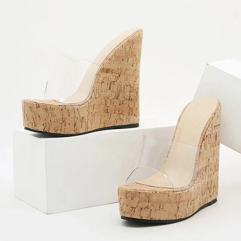 New PVC Transparent Open Toe Platform High Heels