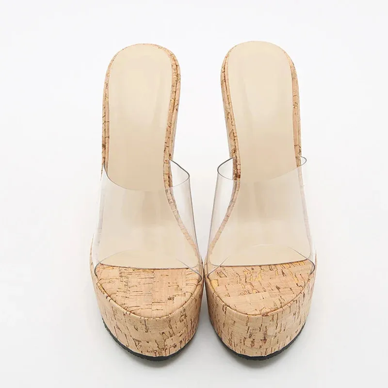 New PVC Transparent Open Toe Platform High Heels