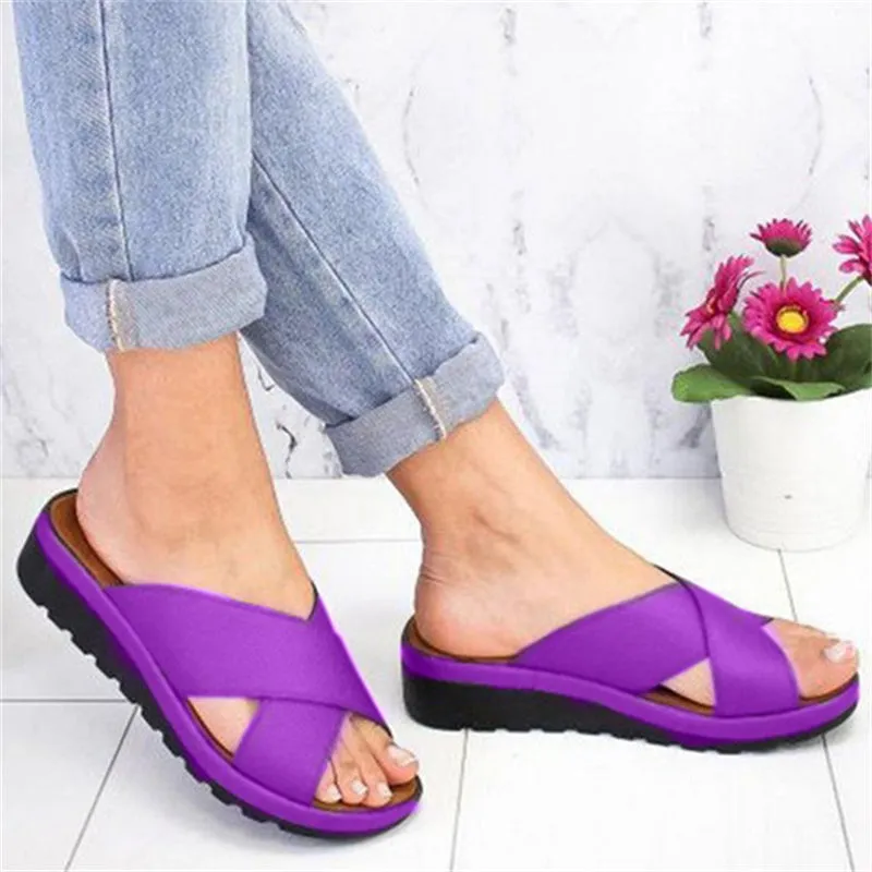 New Summer Casual Slip On Comfortable Open Toe Platform Slippers