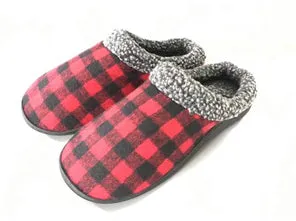 N.Kelii Men Slippers Red Plaid XL