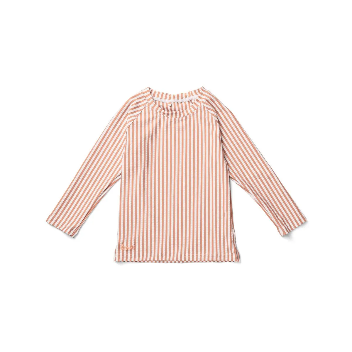 Noah Swim Tee - Y/D stripe: Coral blush/creme de la creme