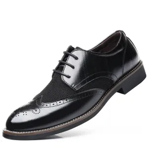 Non Skid Black Mens Premium Leather Dress Shoes -Oxford Lace Up Style Walking Shoes