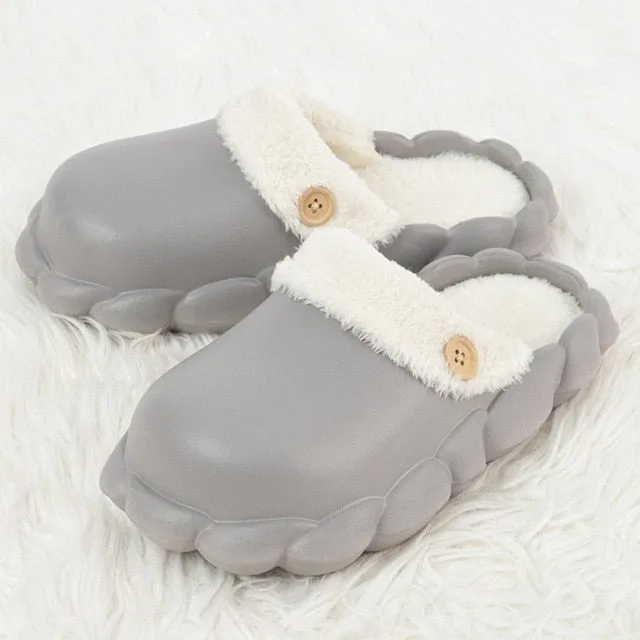Non-Slip Furry Shark Slides women