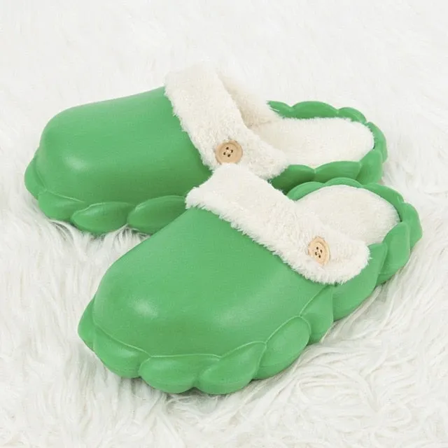 Non-Slip Furry Shark Slides women