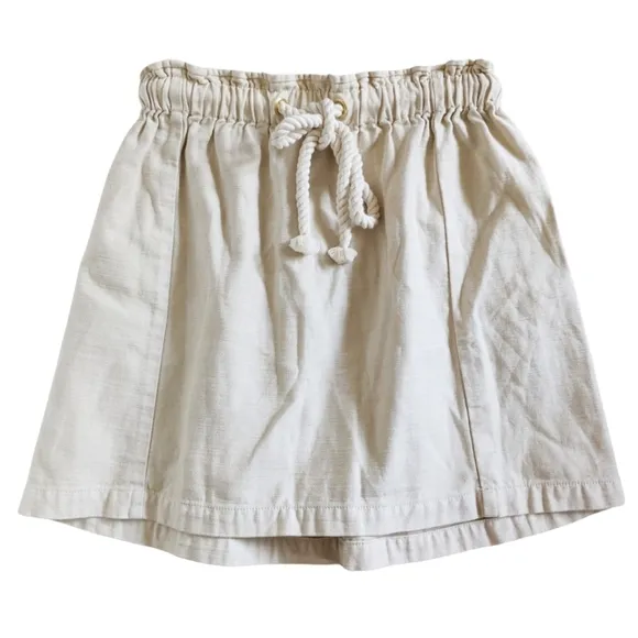 NWT J. Crew Rope Tie Waist Pull On Mini Skirt Casual Cotton Canvas Cream Size XS