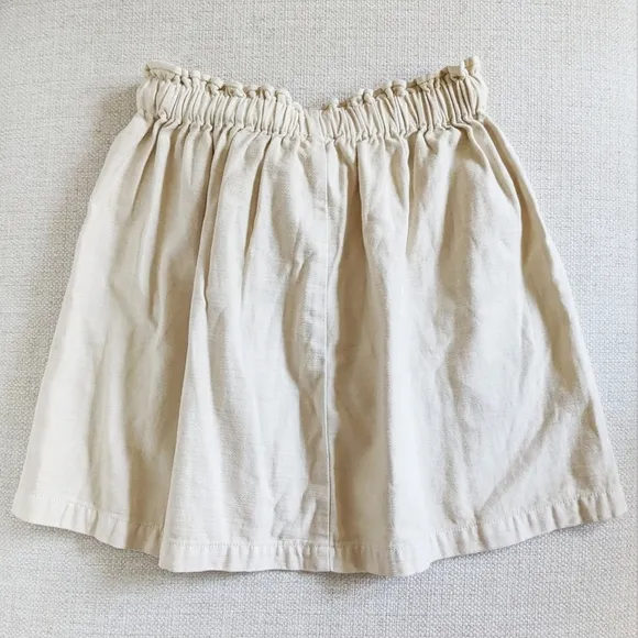 NWT J. Crew Rope Tie Waist Pull On Mini Skirt Casual Cotton Canvas Cream Size XS