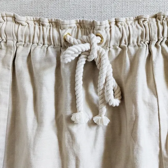 NWT J. Crew Rope Tie Waist Pull On Mini Skirt Casual Cotton Canvas Cream Size XS