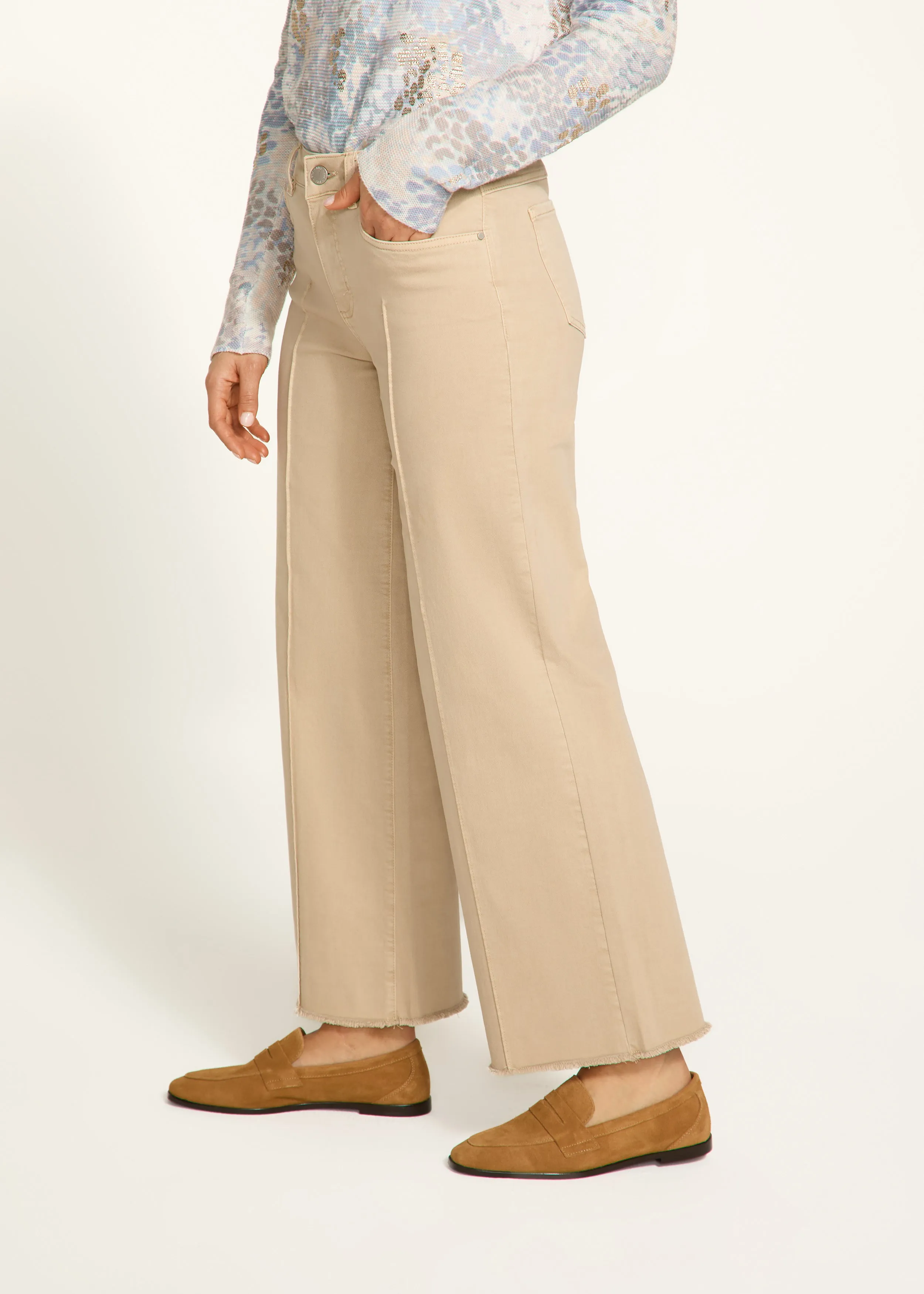 Olivia Wide Ankle Denim, Sandstone