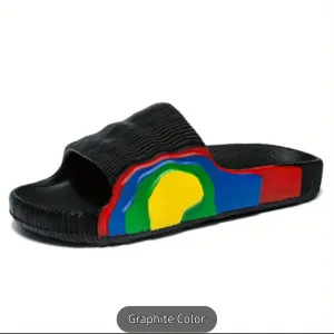 Open Toe Pillow Slippers, Colorful Thick Soled Platform Slides, Casual Pool Bathroom Summer Slippers, Women's Summer Footwear