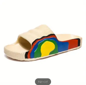 Open Toe Slippers, Colorful Thick Soled Platform Slides, Casual Pool/Bathroom Summer Slippers, Women's Summer Footwear