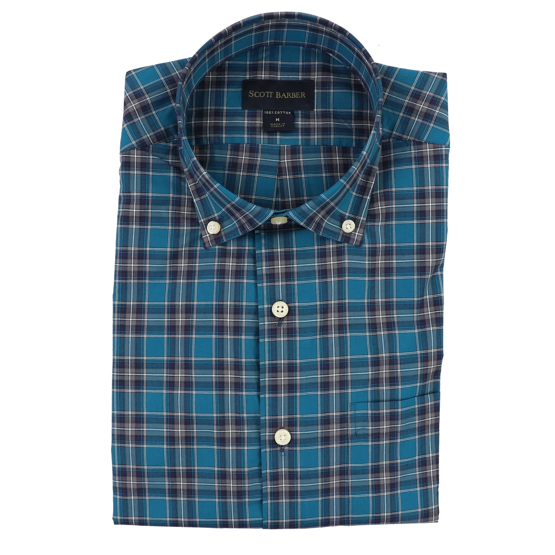 Organic Cotton Lagoon Plaid Sport Shirt