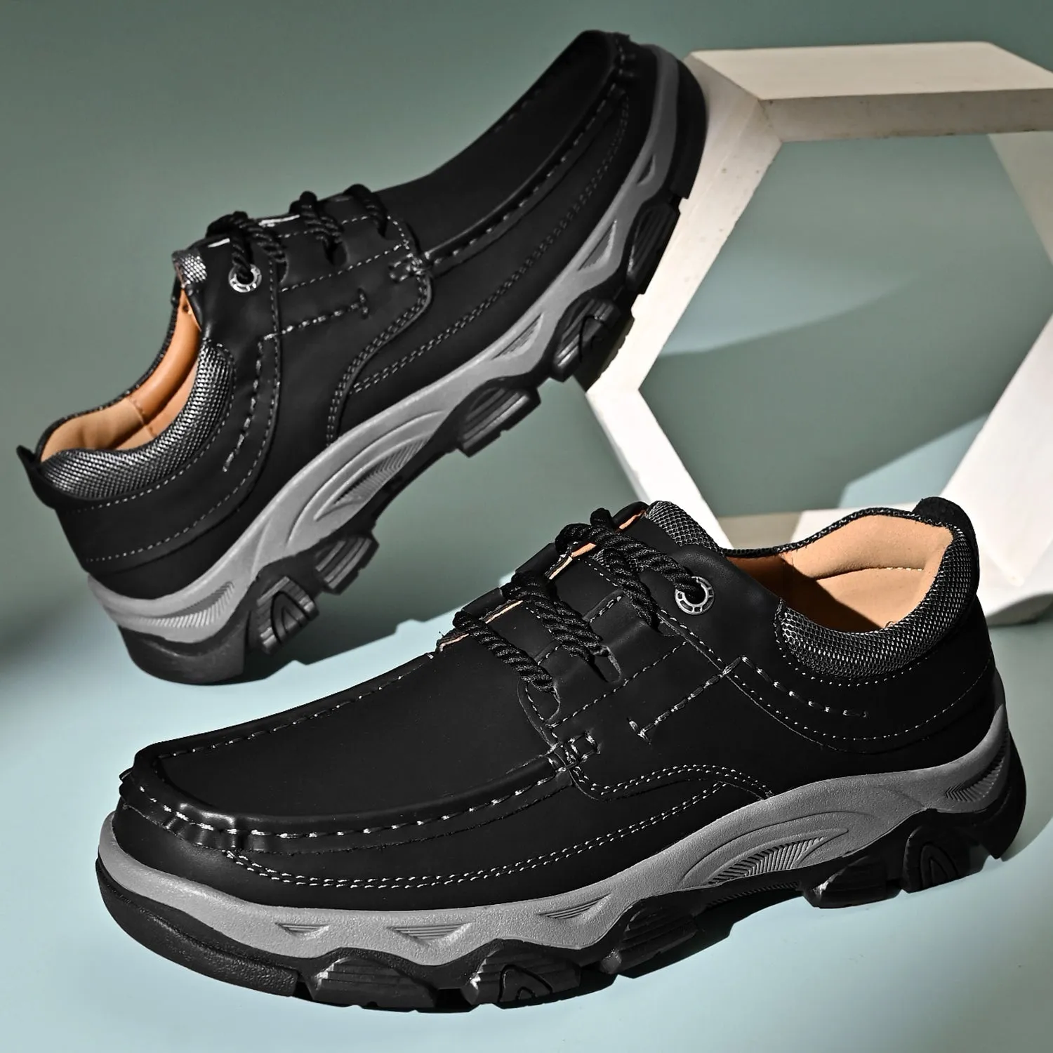 Orthopedic Shoes Men's Lace Leather Casual Walking Outdoor Shoes