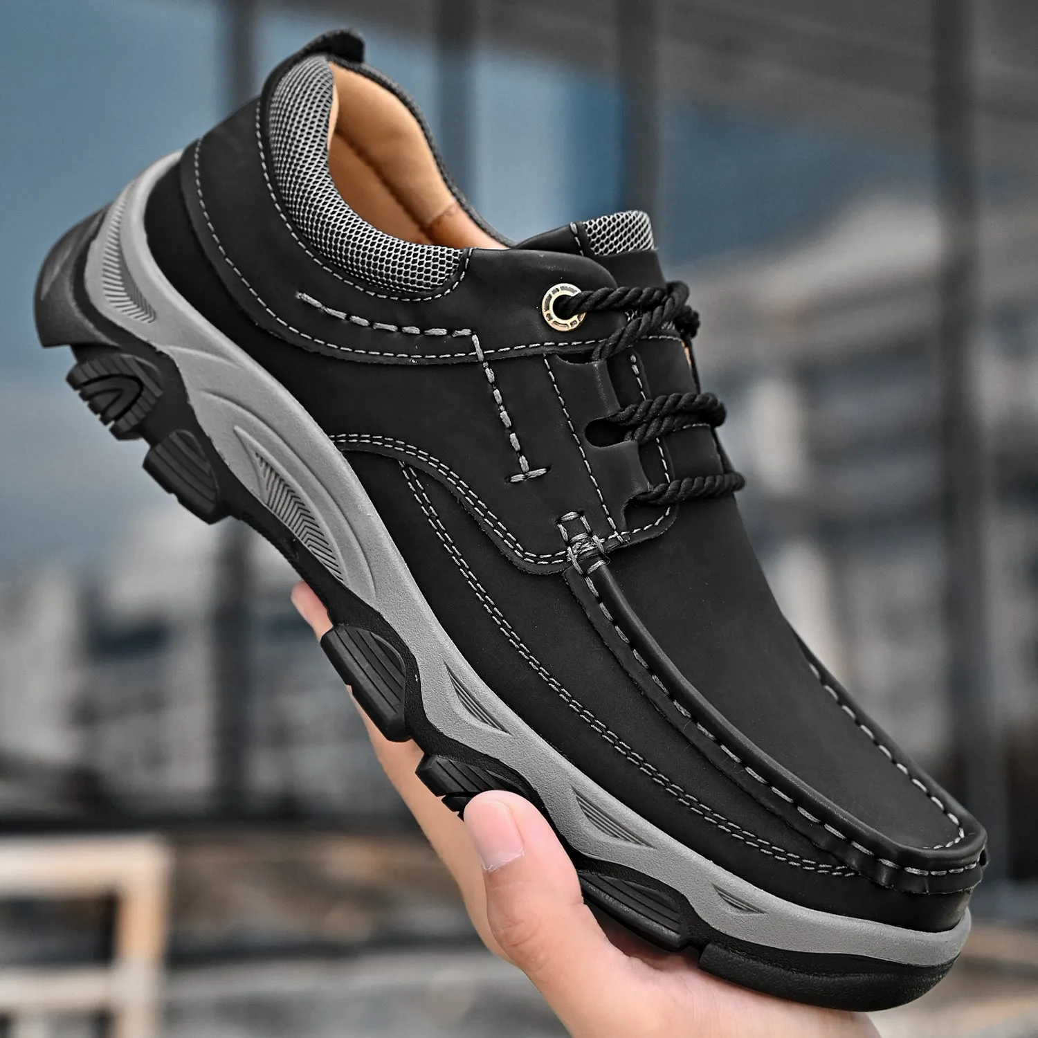 Orthopedic Shoes Men's Lace Leather Casual Walking Outdoor Shoes