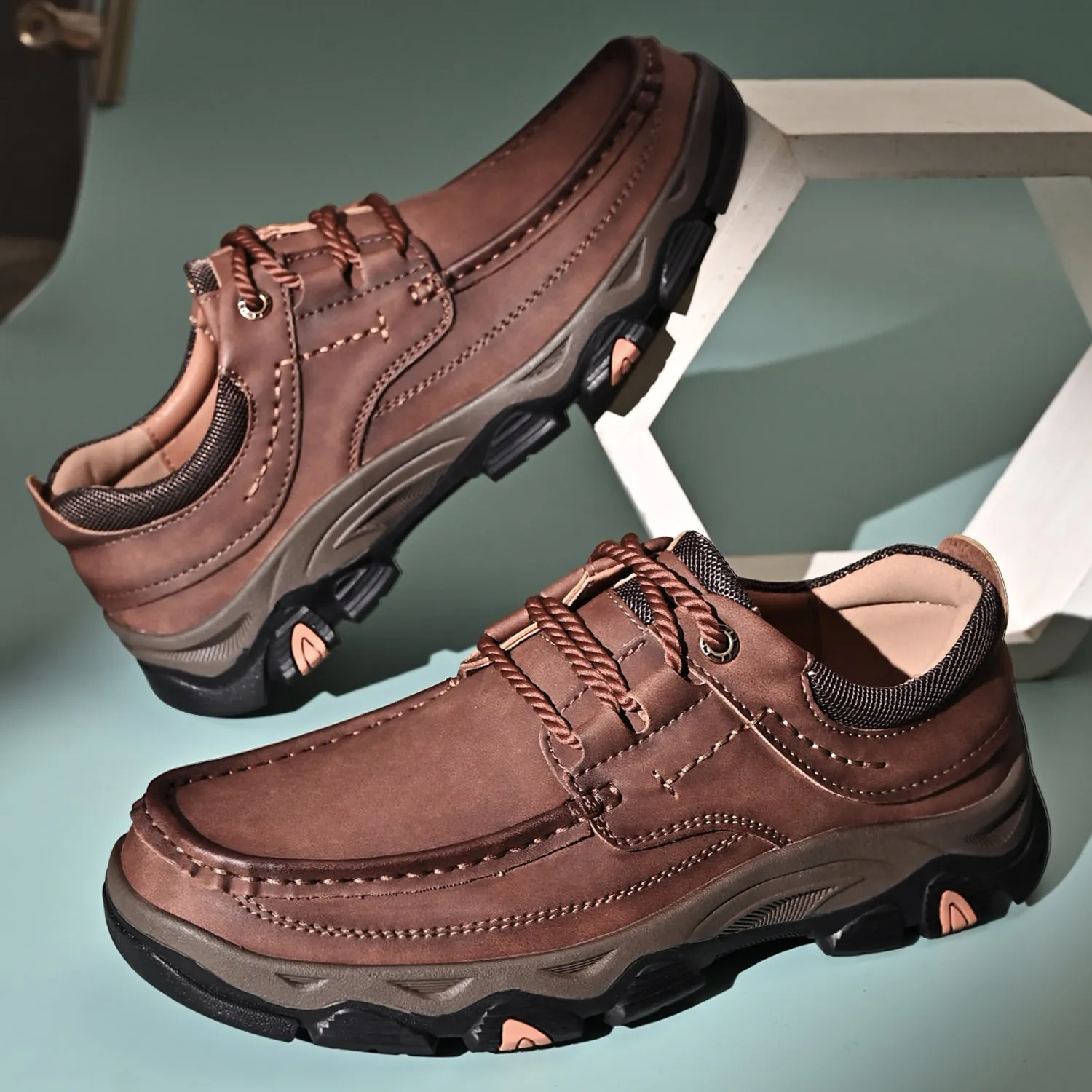 Orthopedic Shoes Men's Lace Leather Casual Walking Outdoor Shoes