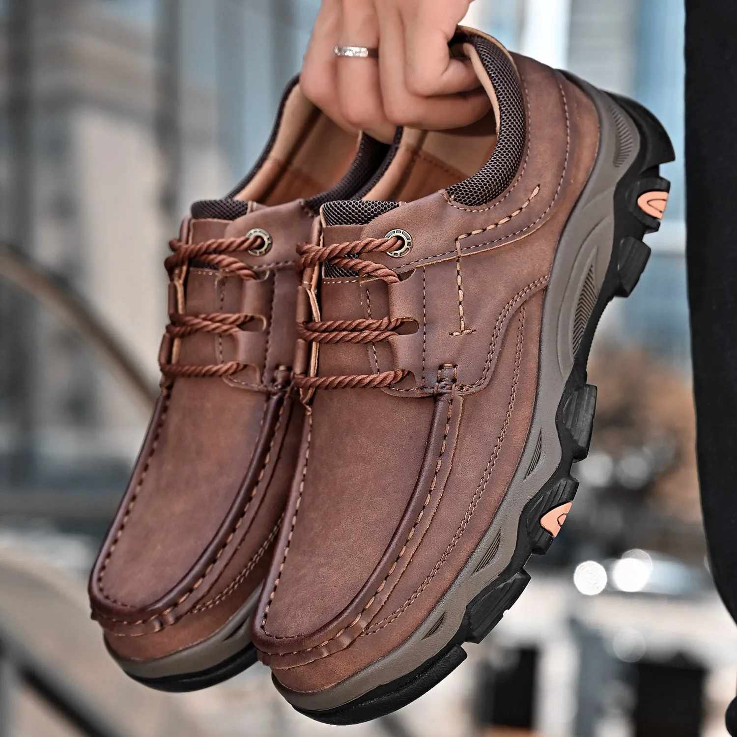 Orthopedic Shoes Men's Lace Leather Casual Walking Outdoor Shoes