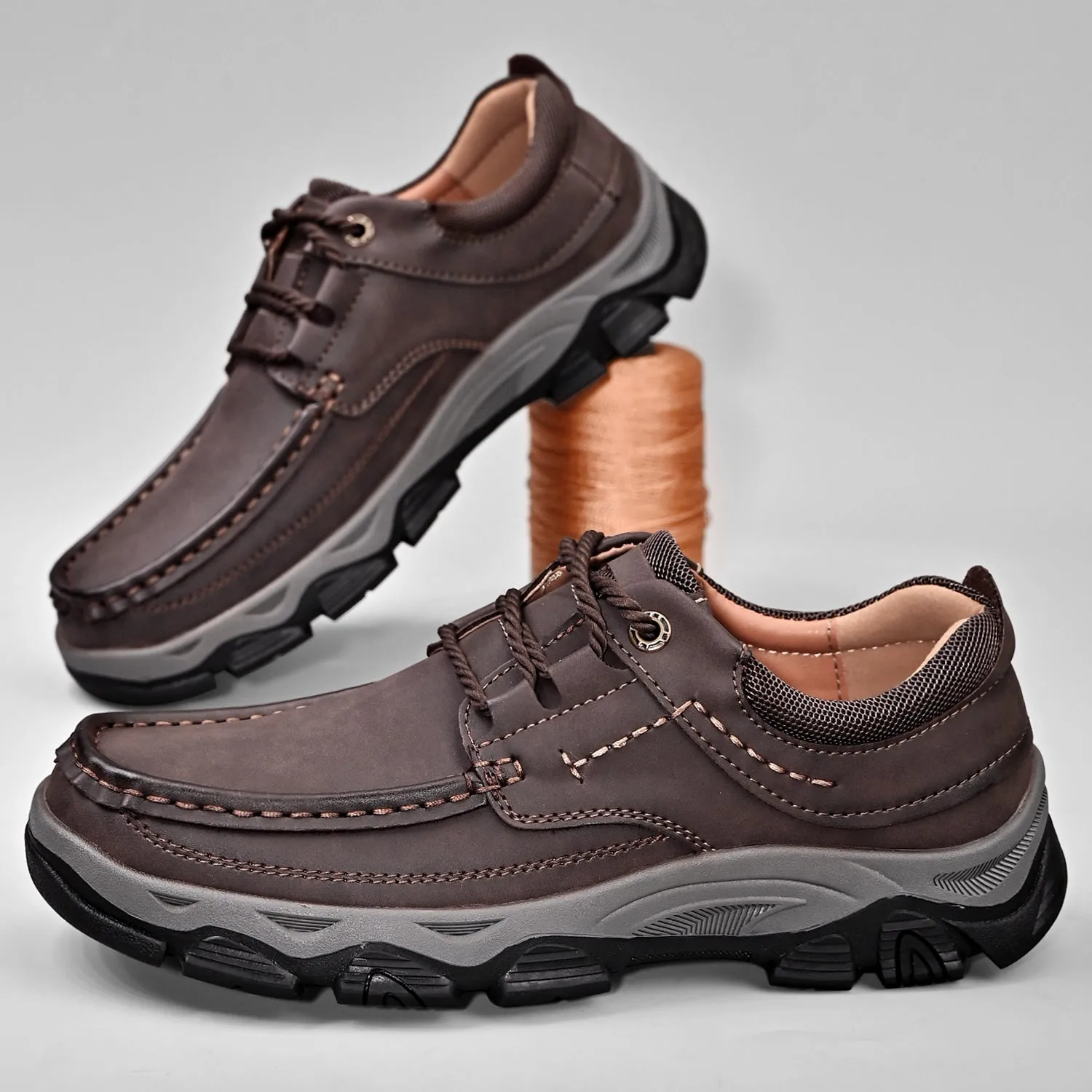 Orthopedic Shoes Men's Lace Leather Casual Walking Outdoor Shoes