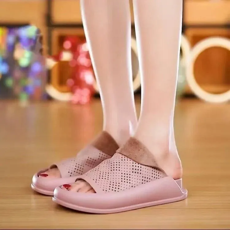 Orthopedic Women's Italian Leather Platform Slippers