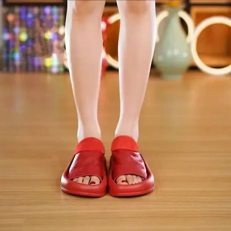 Orthopedic Women's Italian Leather Platform Slippers