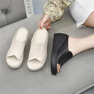 Orthopedic Women's Italian Soft Leather Platform Slippers