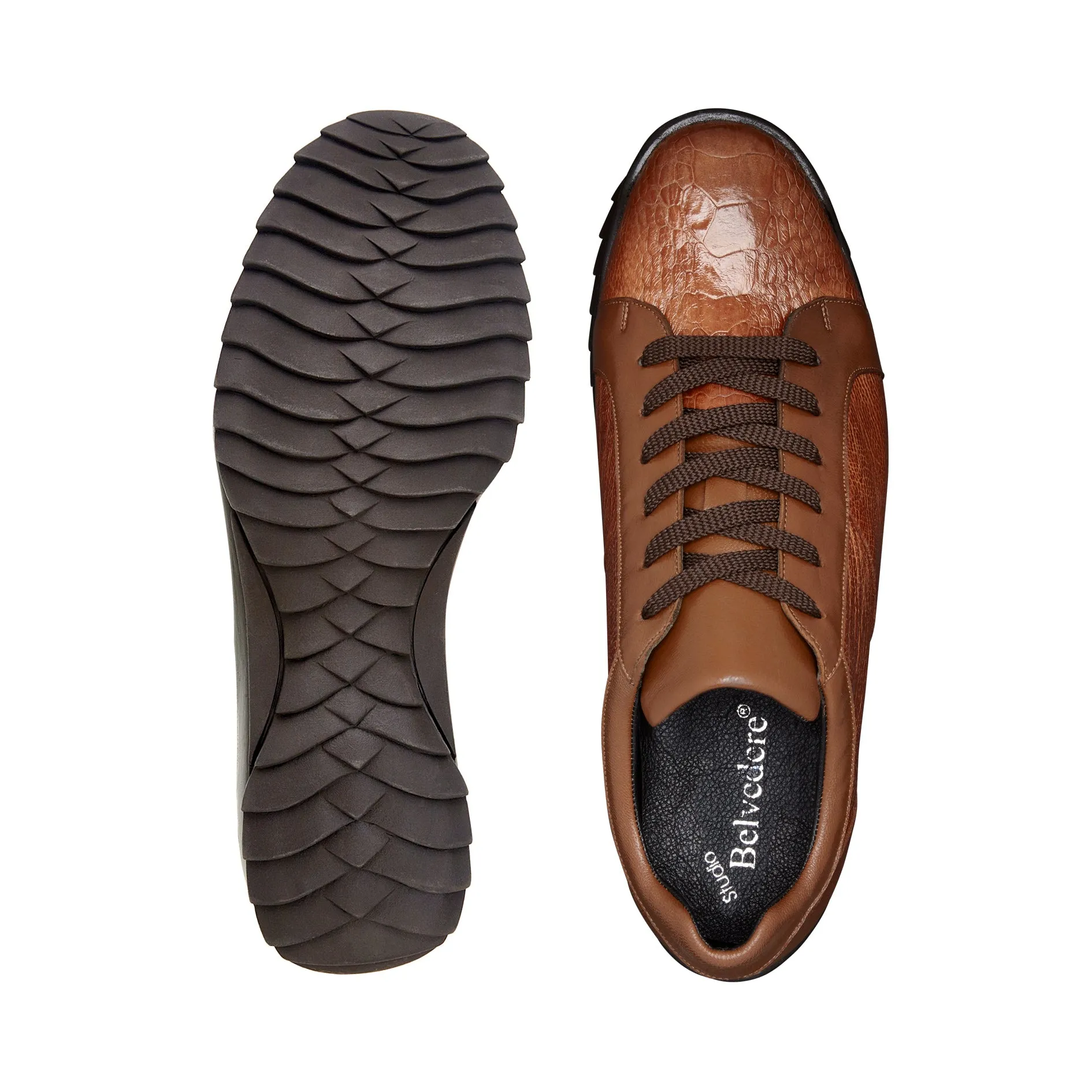 Ostrich and Italian Calf Sneaker - Honey