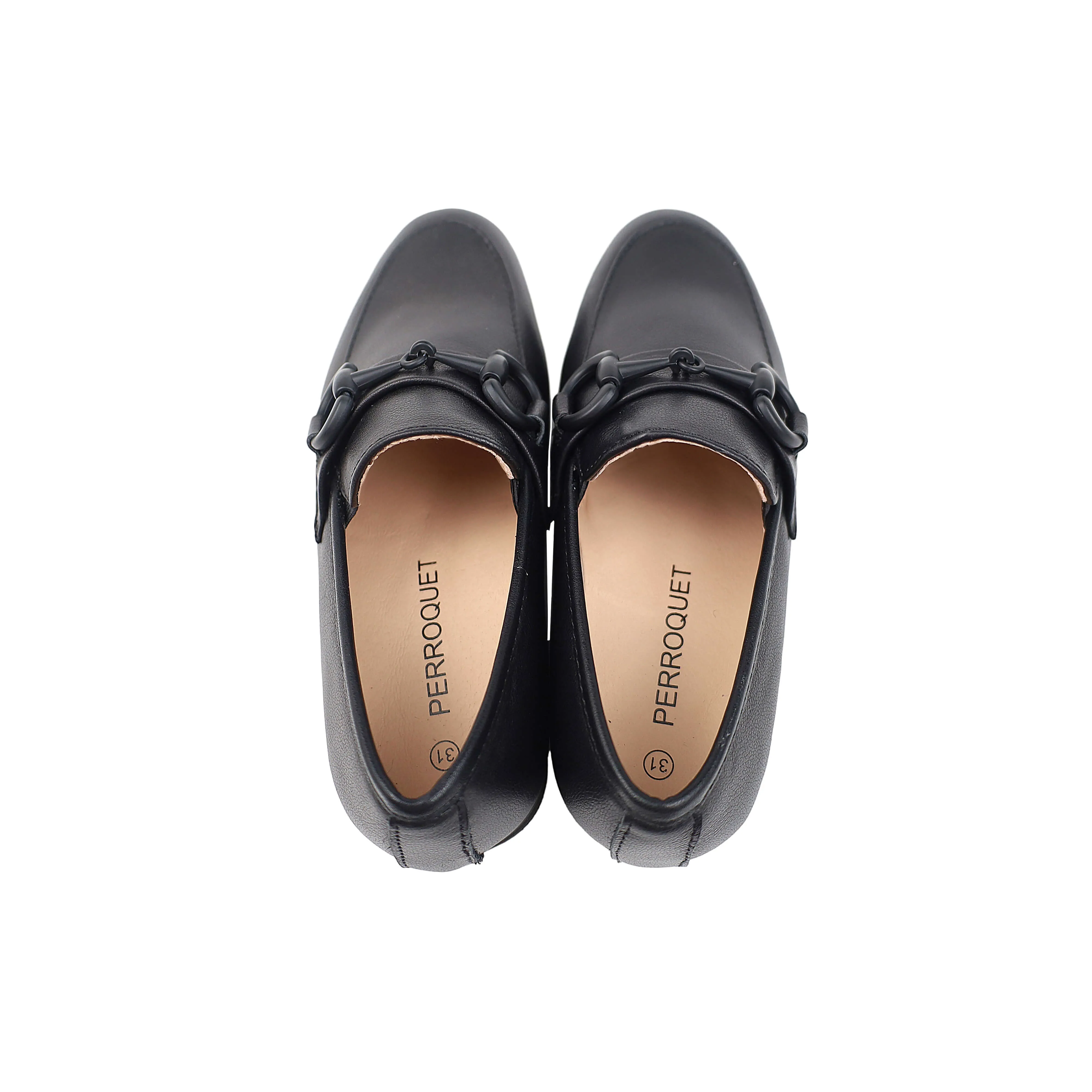 Perroquet Leather Hard Loafers with Chain * Black
