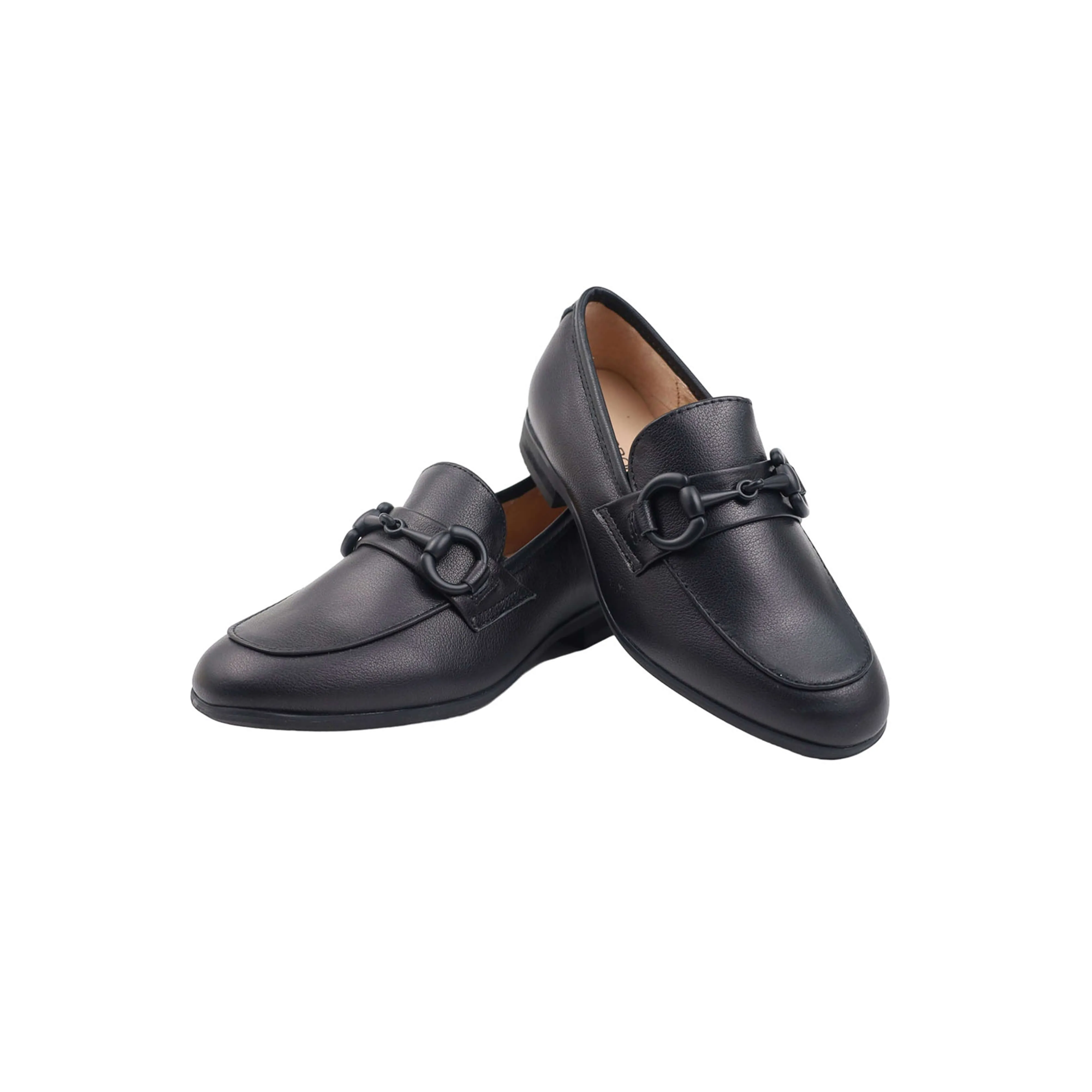 Perroquet Leather Hard Loafers with Chain * Black