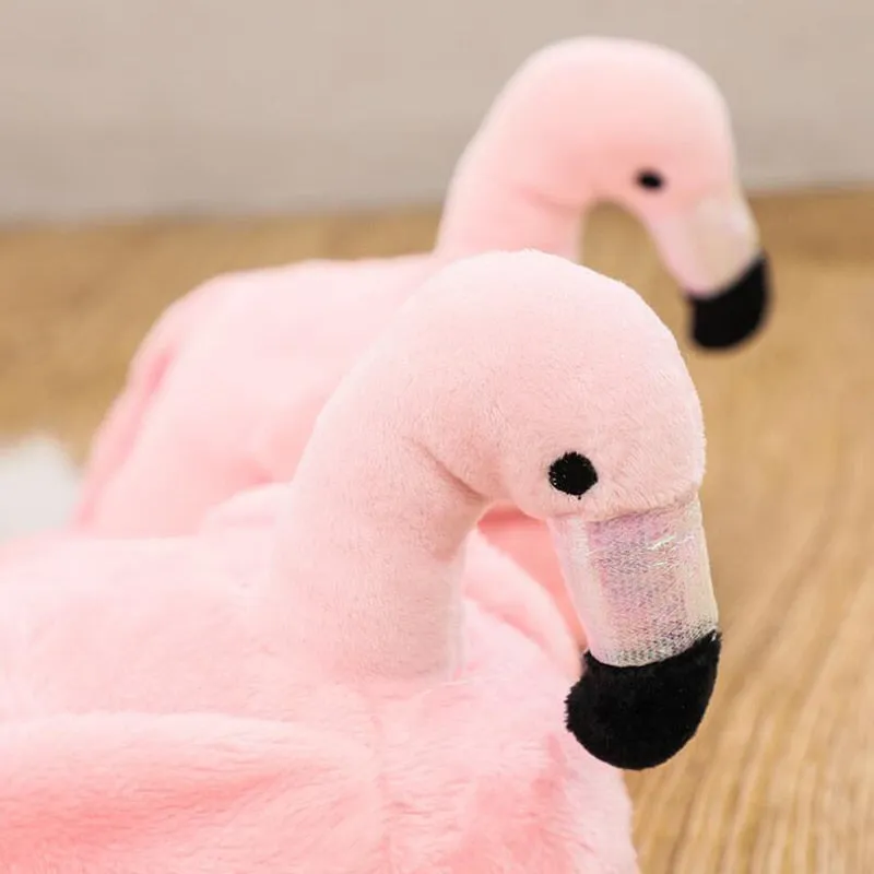 Pink Flamingo Slippers Winter Plush Soft