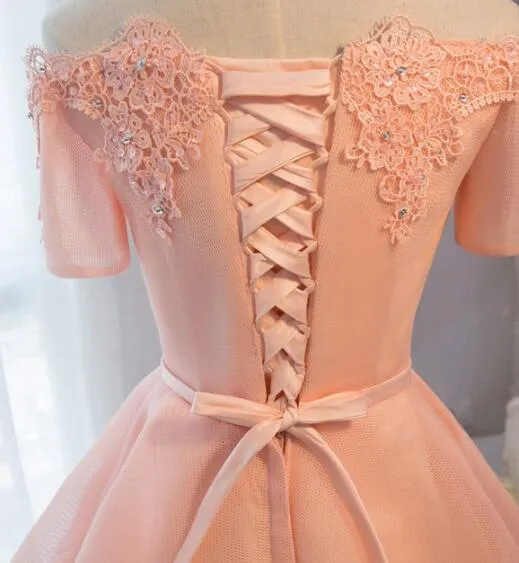 Pink Off Shoulder Short Homecoming Dress, Lovely Party Dress