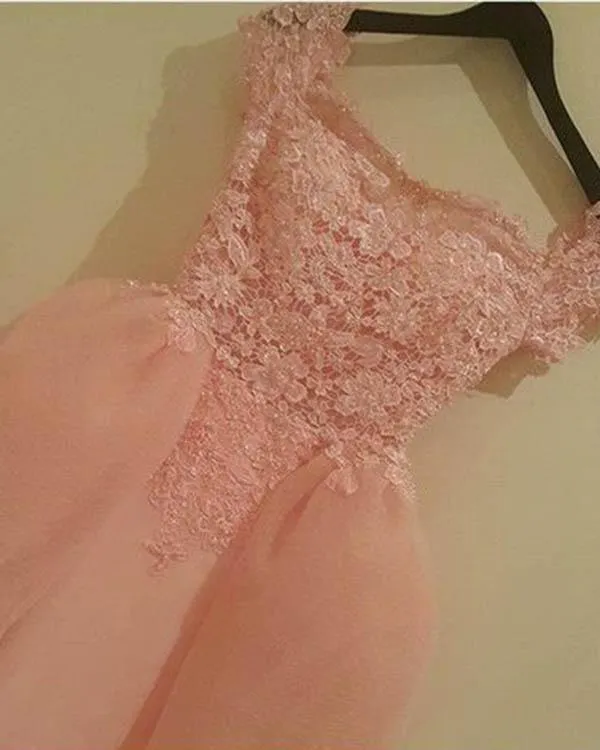 Pink Off The Shoulder Prom Dresses Tulle Lace Evening Dresses For Women Sale