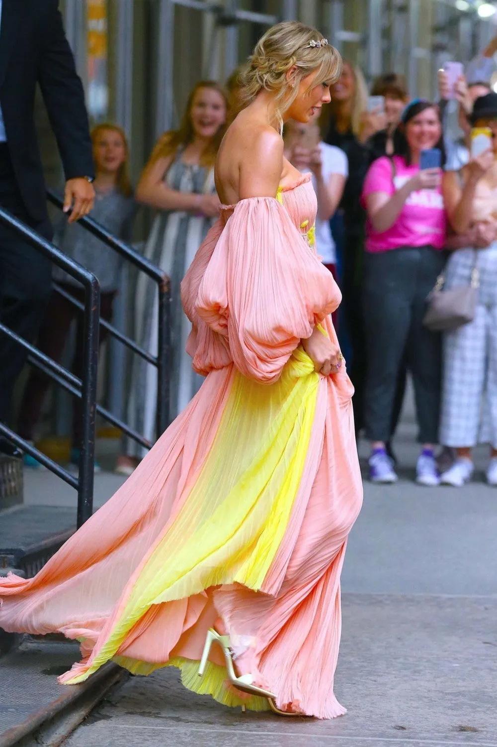 Pink Yellow Taylor Swift Off The Shoulder Prom Best Dress Red Carpet Formal Dress Time 100 Gala