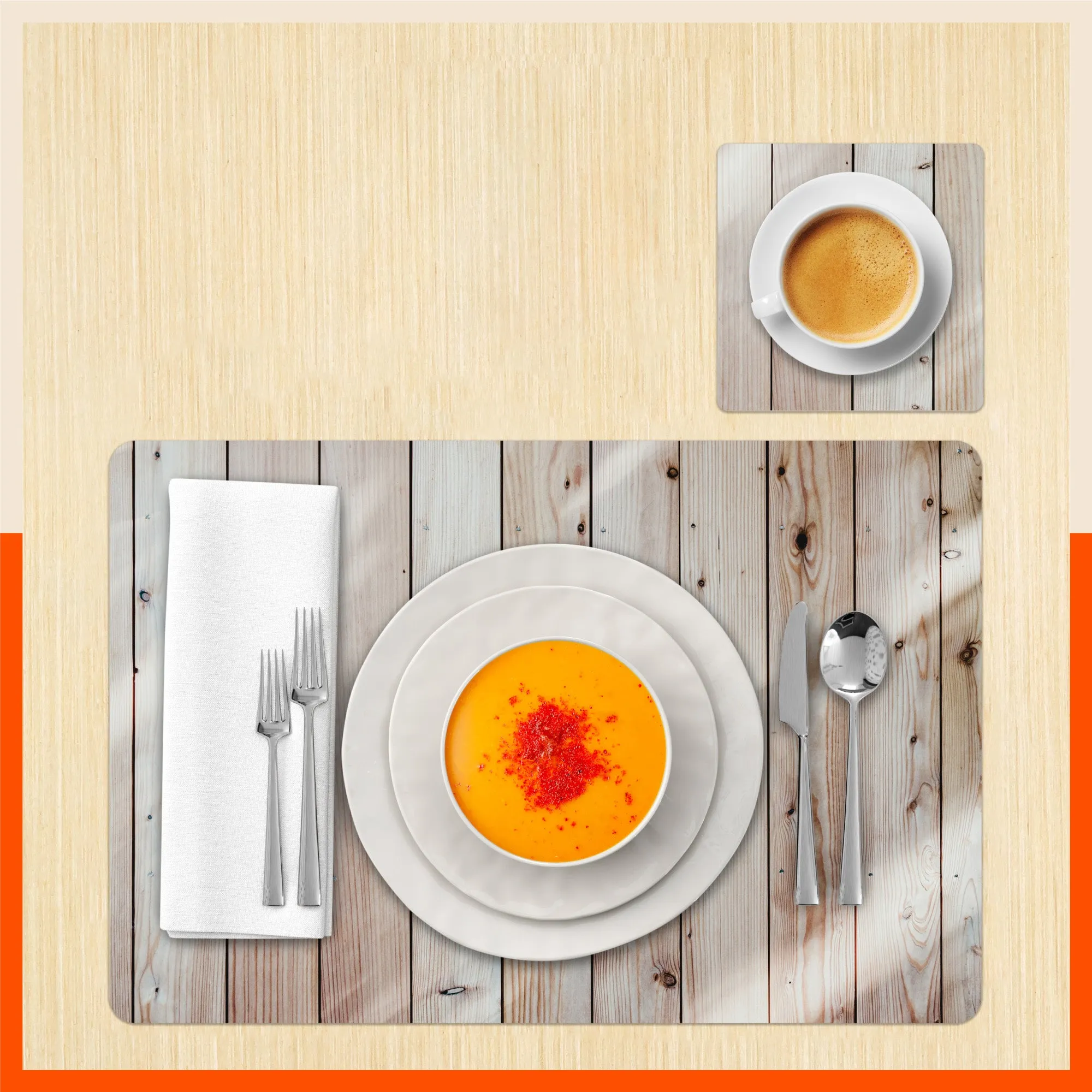 Polypropylene Table Mats & Coasters for Dining Table at Home (CEDAR - Set of 6)