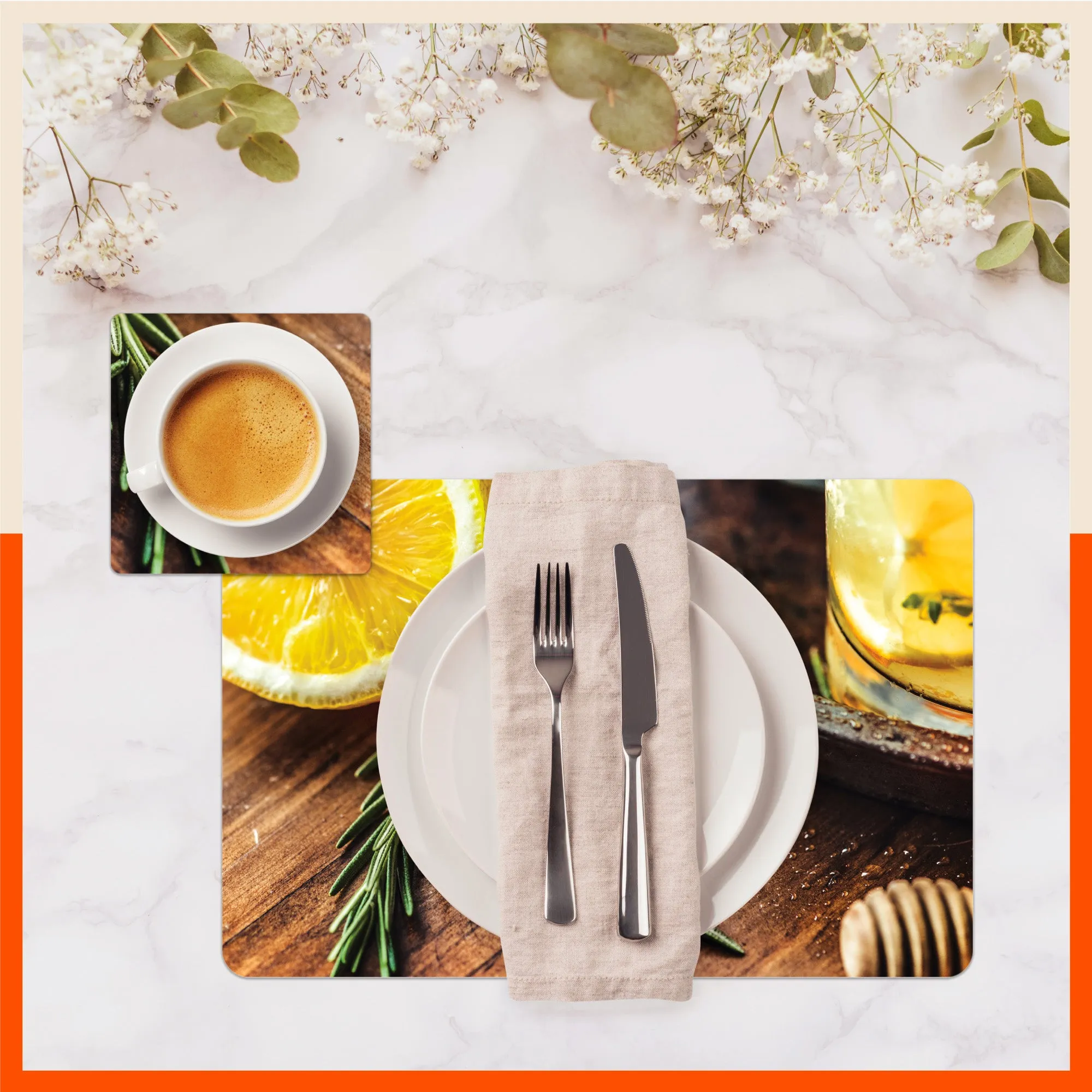 Polypropylene Table Mats & Coasters for Dining Table at Home (CITRUS - Set of 6)