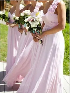 Princess Chiffon One Shoulder Bridesmaid Dresses Floor Length