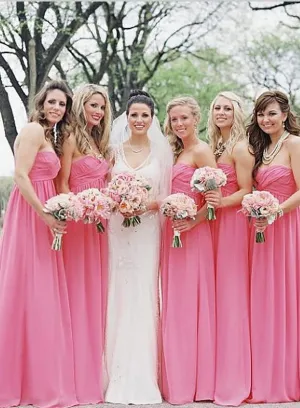 Princess Chiffon Sleeveless Bridesmaid Dresses Floor Length