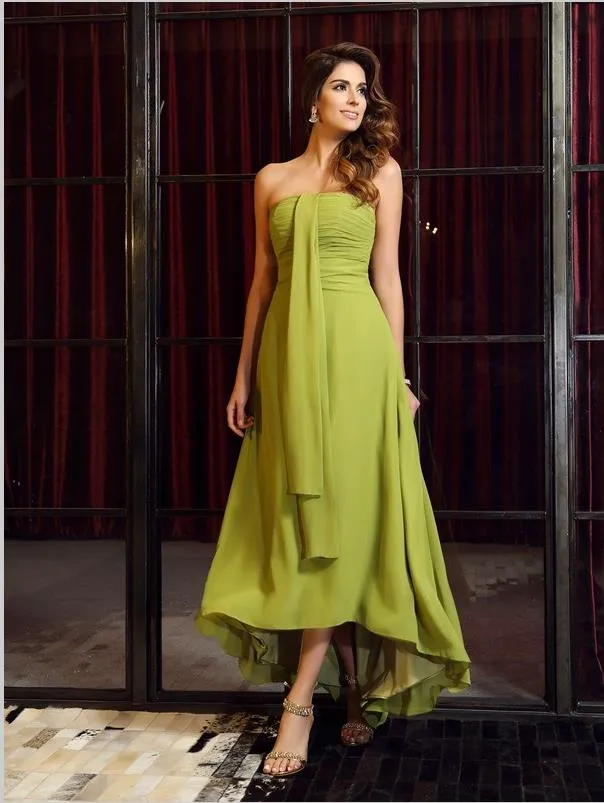 Princess Chiffon Strapless High Low Bridesmaid Dresses